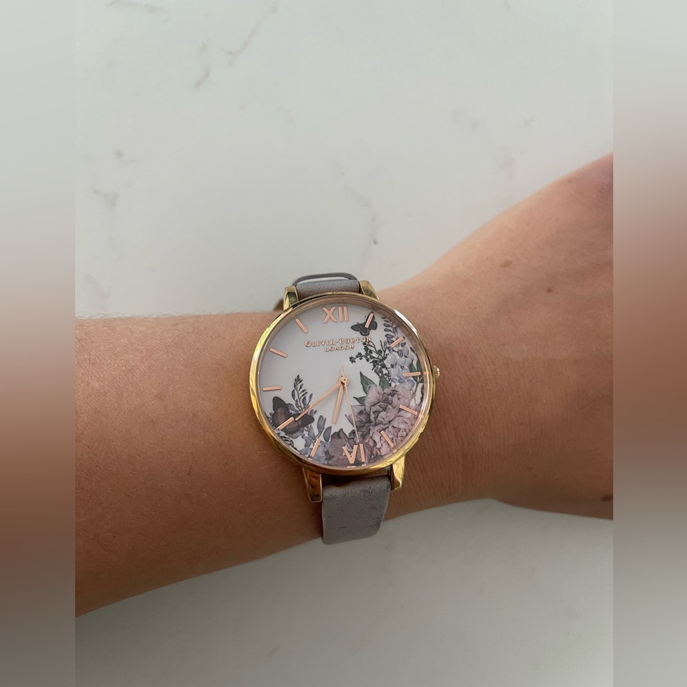 Olivia Burton Floral and Butterflies Leather Watch